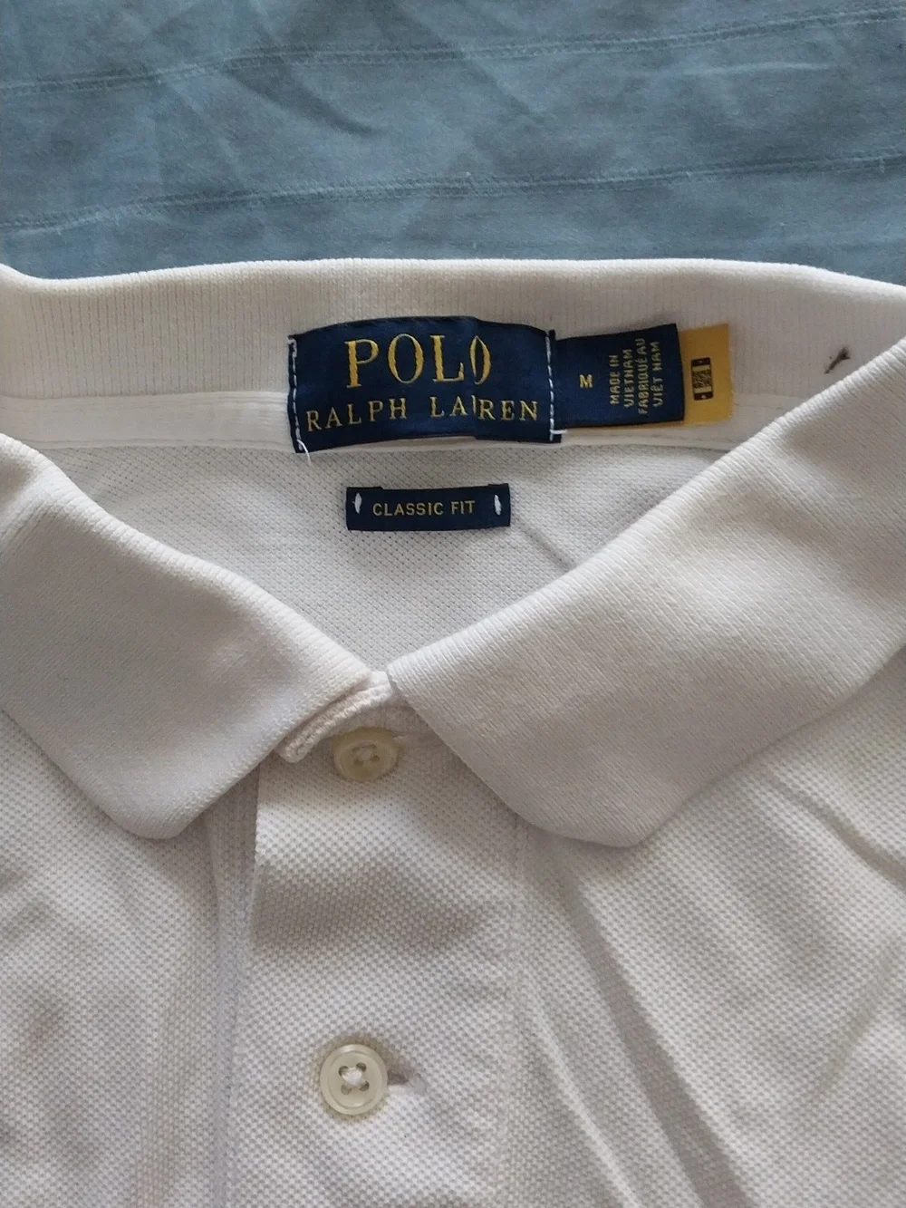 Ralph Lauren White Polo with Navy Pony Embroidery